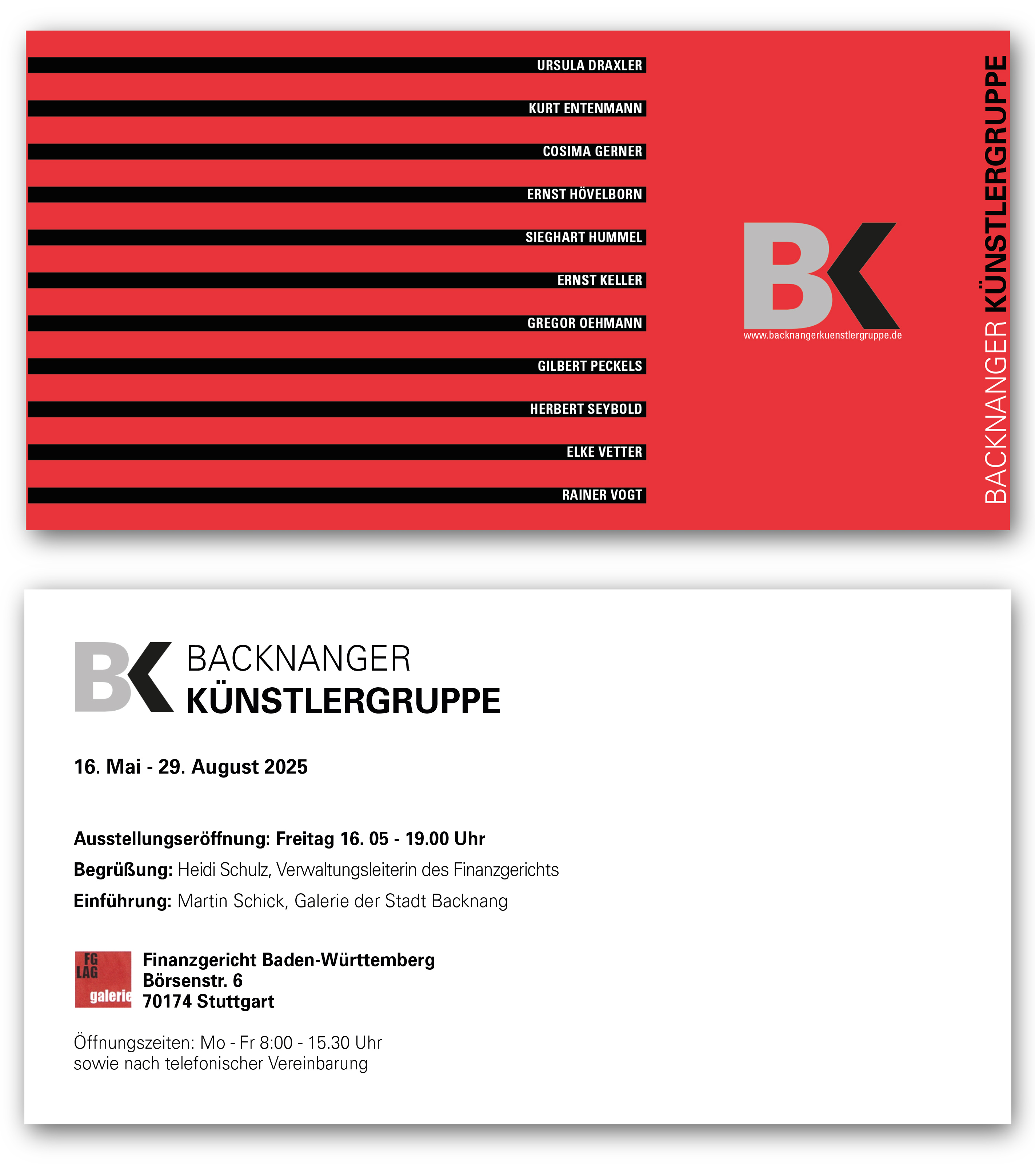 Das Bild zeigt das Symbol und die Namen der Backnanger Künstlergruppe